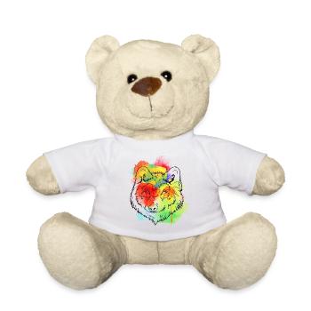 Un beau et amusant design de loup à l’aquarelle - Nounours - blanc - Devant