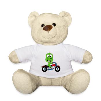 DINOSAURIER - MOTORRAD - BIKER - MOTORSPORT - Teddy - Weiß - Vorne