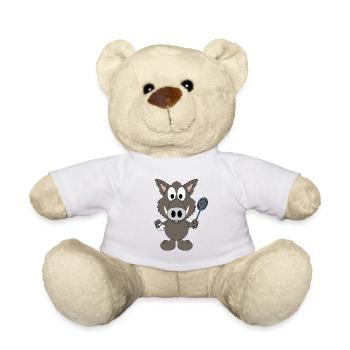 WILDSCHWEIN - FEDERBALL - BADMINTON - SPORT - TIER - Teddy - Weiß - Vorne