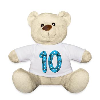 Zahl 10 - ZEHN - 10. Geburtstag - Teddy - Weiß - Vorne