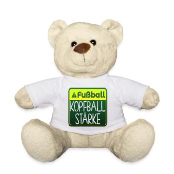 Fußball Sprüche - Kopfballstärke - Turnier - Teddy - Weiß - Vorne