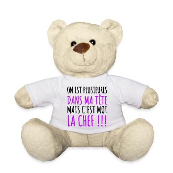 on est plusieures dans ma tête humour femme cadeau - Nounours - blanc - Devant