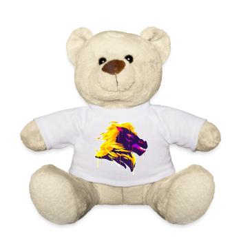 A Beautiful and Funny Nightmare Horse on Fire - Teddy Bear - white - Front