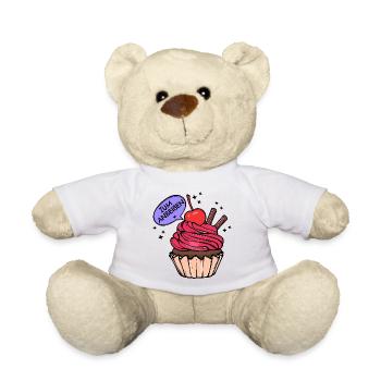 Nachspeise Naschen Süßigkeiten Cupcake Statement - Teddy - Weiß - Vorne