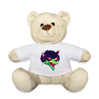 A Beautiful and Creepy Wolf Cartoon Design - Teddy Bear - white - Front