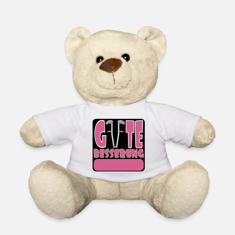 Gute Besserung wünschen - SELBST GESTALTEN NAME - Teddy - Weiß