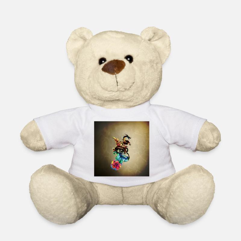 Beeindruckendes Auge mit Uhr und Drache. - Teddy - Weiß