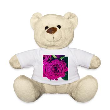 Detailed rose in berry tone - Teddy Bear - white - Front