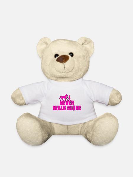 NEVER WALK ALONE - PFERD - REITERIN - PONY - LIEBE - Teddy - Weiß