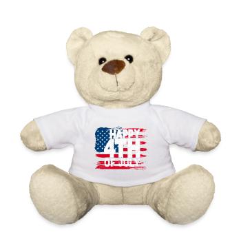 Happy 4th of July with American Flag - Teddy Bear - white - Front
