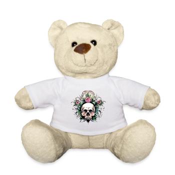 Floral Skull Crown Tattoo Art - Teddy Bear - white - Front