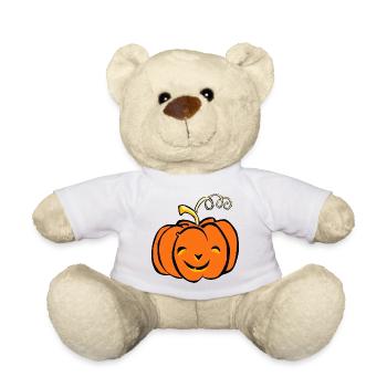 Pumpkin Autumn Halloween Design Orange - Teddy Bear - white - Front