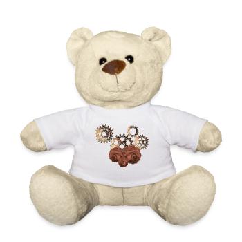 tolle steampunk mode, Zahnräder und Rosenmuster - Teddy - Weiß - Vorne