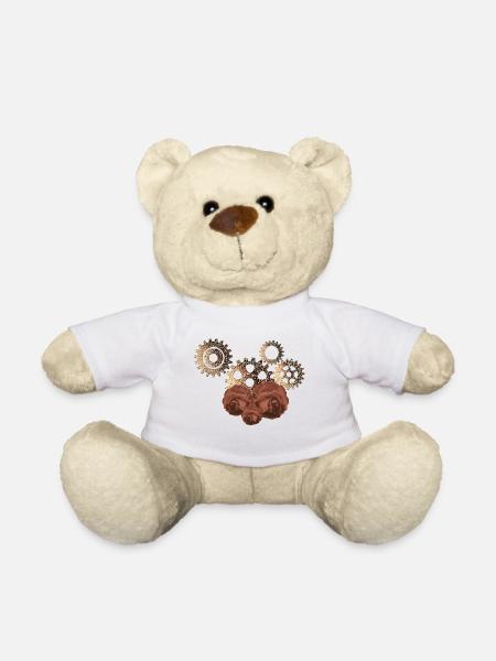 tolle steampunk mode, Zahnräder und Rosenmuster - Teddy - Weiß