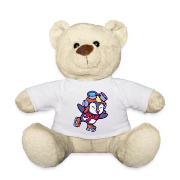 Cool Mignon Pingouin Animal Oiseau Patinage sur glace Froid - Nounours - blanc - Devant