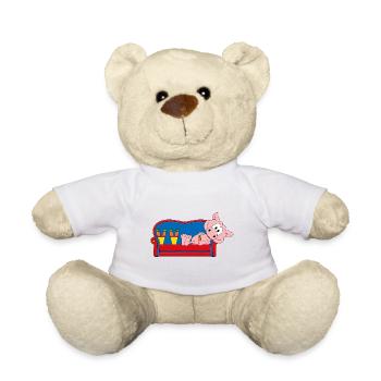 SCHWEIN - SOFA - WOCHENENDE - URLAUB - FERIEN - Teddy - Weiß - Vorne