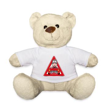 MAULWURF - AUTO - CABRIO - ACHTUNG - AUTOFAHRER - Teddy - Weiß - Vorne