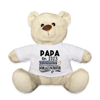 Papa 2023 Bébé Naissance Père Cadeau Humour - Nounours - blanc - Devant