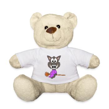 WILDSCHWEIN - HEXE - HALLOWEEN - TIER - BABY - Teddy - Weiß - Vorne