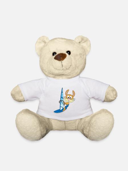HASE - WINDSURFER - SURFER - WASSERSPORT - TIER - Teddy - Weiß