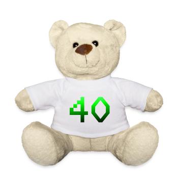 geburtstagsgeschenk, 40 Pixelgrafik - Teddy - Weiß - Vorne