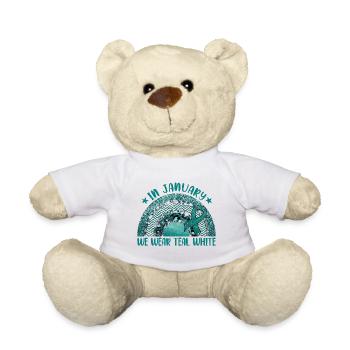 In January We Wear Teal White Cervical Cancer - Teddy Bear - white - Front