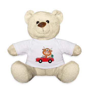 BULLE - RIND - STIER - KUH - WELTENBUMMLER - AUTO - Teddy - Weiß - Vorne