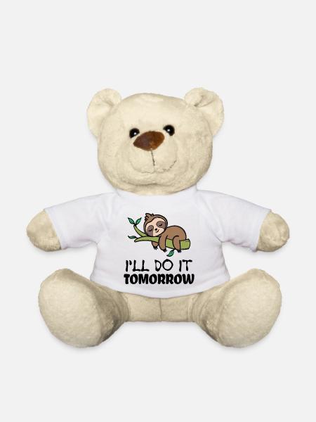 Faul Tier Faultier Schlafen Statement Dschungel - Teddy - Weiß