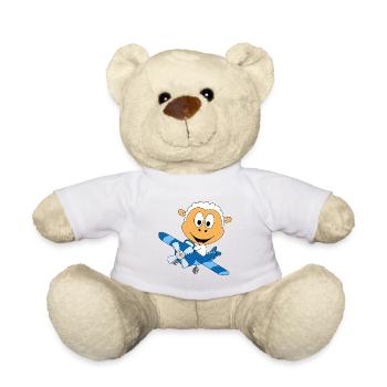 SCHAF - FLUGZEUG - FLIEGEN - PILOT - TIER - Teddy - Weiß - Vorne