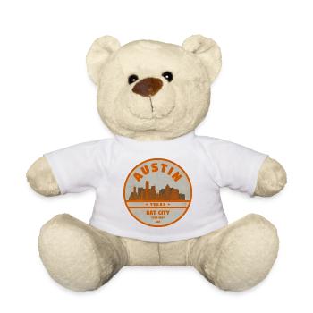 Austin Bat City Skyline Retro - Teddy Bear - white - Front