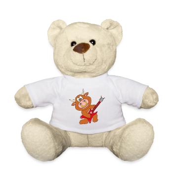 BULLE - STIER - KUH - RIND - GITARRE - MUSIK - Teddy - Weiß - Vorne