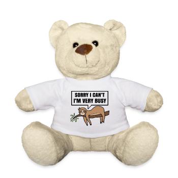Lazy Sleep Humorous Statement Jungle Animal - Teddy Bear - white - Front