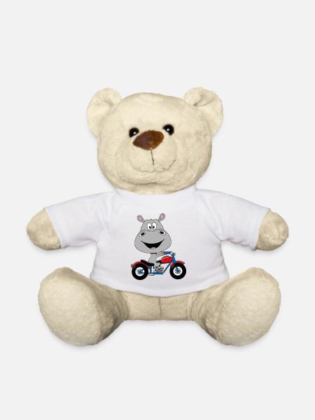 NILPFERD - MOTORRAD - TIER - KIND - BABY - Teddy - Weiß