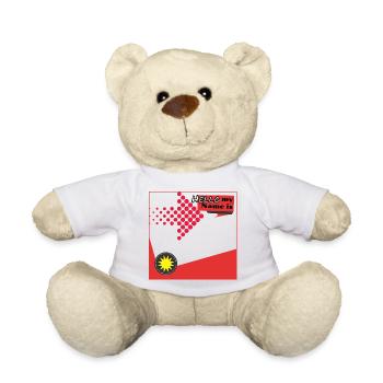 Hallo, mein Name ist Nametag – Pop Art - Teddy - Weiß - Vorne