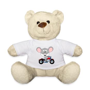 MAUS - MOTORRAD - BIKER - TIER - KIND - BABY - Teddy - Weiß - Vorne