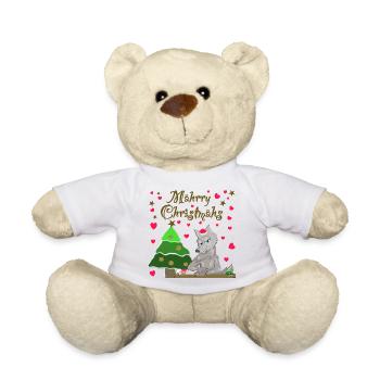 Kultiger Wolf hat Weihnachten Schaf unterm Baum - Teddy - Weiß - Vorne