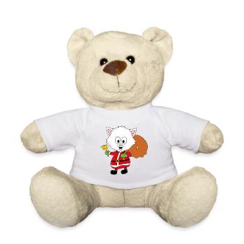 KATZE - WEIHNACHTEN - WEIHNACHTSMANN - GESCHENKE - Teddy - Weiß - Vorne