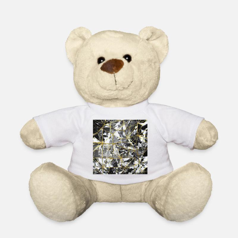 Marmor Schwarz Gold Geometrisches Muster - Teddy - Weiß