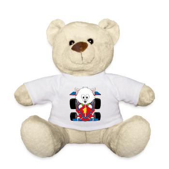 KATZE - KATER - AUTO - RENNWAGEN - MOTORSPORT - Teddy - Weiß - Vorne
