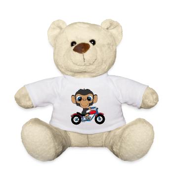 AFFE - MOTORRAD - BIKER - MOTORSPORT - TIER - Teddy - Weiß - Vorne