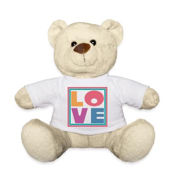 Coole bunte Liebe Quadrat Geschenk Männer Frauen & Kinder - Teddy - Weiß - Vorne