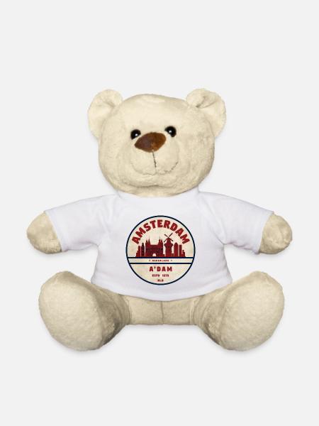 Amsterdam Skyline Vintage Abzeichen - Teddy - Weiß