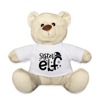 Sister Elf Schwester X-Mas Christmas Elfe Mädchen - Teddy - Weiß - Vorne