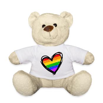 Regenbogen Herz Lgbt Homosexuell Menschenrechte - Teddy - Weiß - Vorne