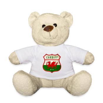 Cardiff Wales Wappen Flaggen Design - Teddy - Weiß - Vorne