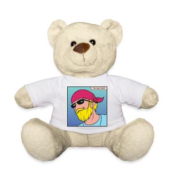 Pop Art Biker with Bandana - Teddy Bear - white - Front