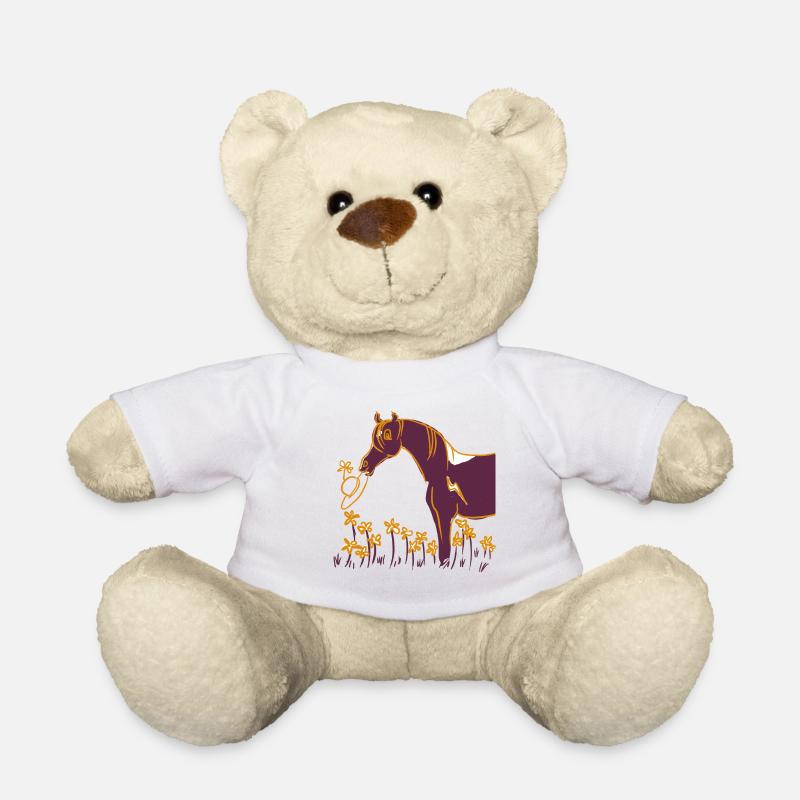 Cheval violet avec anneau fleuri - Nounours - blanc