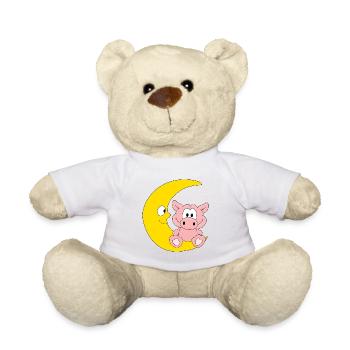MOND - SCHWEIN - TIER - TIERISCH - KIND - BABY - Teddy - Weiß - Vorne