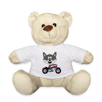 MOTORRAD - BIKER - WOLF - TIER - KIND - BABY - Teddy - Weiß - Vorne