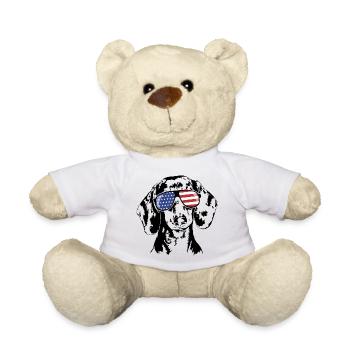 Teckel DACHSHUND Amérique Flag Lunettes Wilsigns - Nounours - blanc - Devant